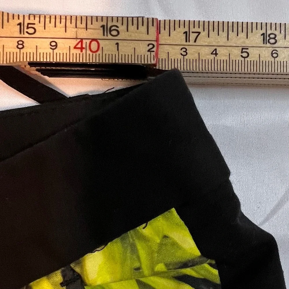 Michael Kors Pants 14 Black Floral Womens Black Yellow Green Print Tuxedo Stripe